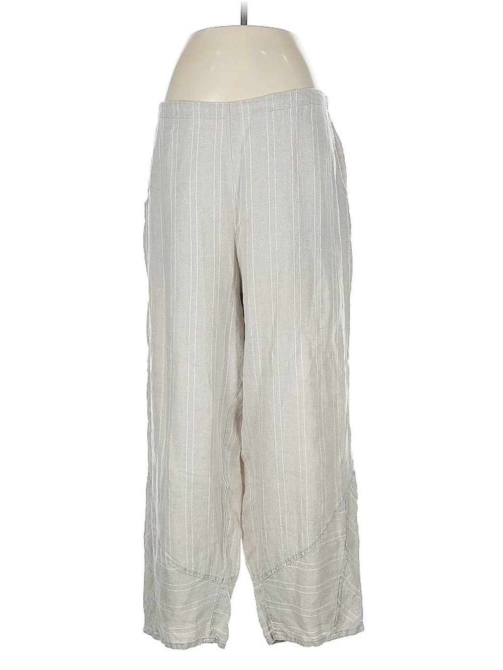 Flax linen pants with tonal stripe